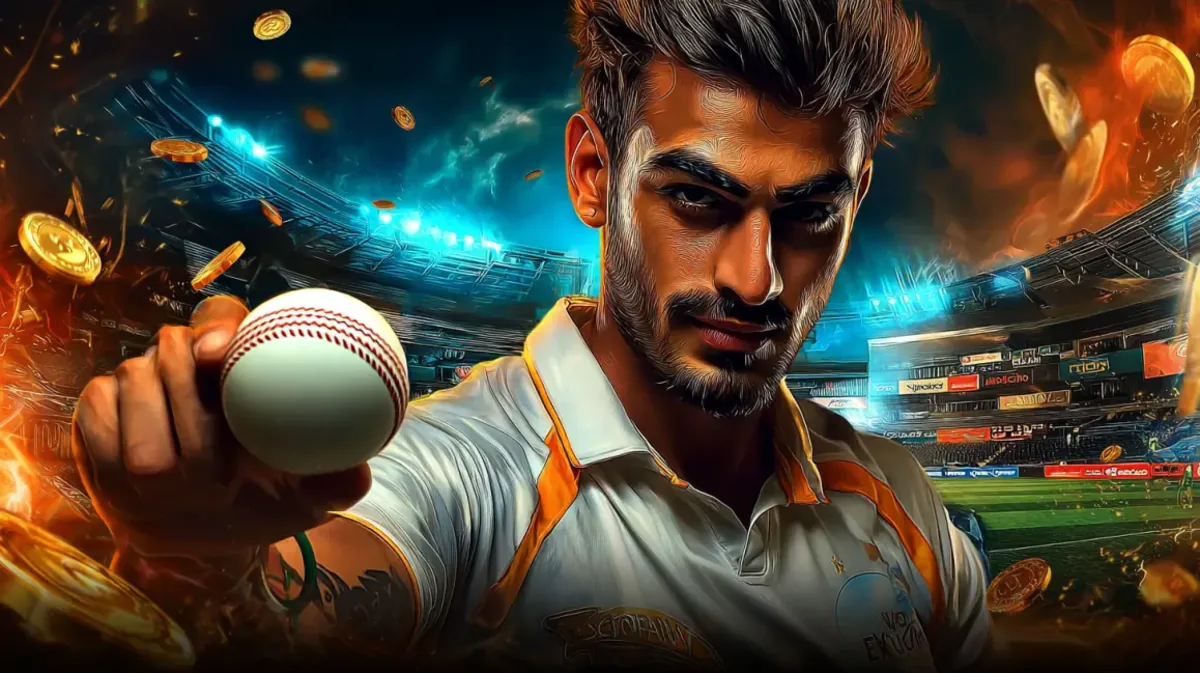 একজন মনোযোগী ও তীব্র মনোভাবাপন্ন পূরুষ ক্রিকেট খেলোয়াড় ভিড়ভর স্টেডিয়ামে ক্রিকেট বল উঁচু করে ধরেছেন; 6zz-এ ক্রিকেট-গেমিং জগতের উত্তেজনা প্রচারিত হচ্ছে। স্বর্ণালী কয়েন ও আগুন-প্রভাব নাটককে আরও ড্রামাটিক করে তোলে।